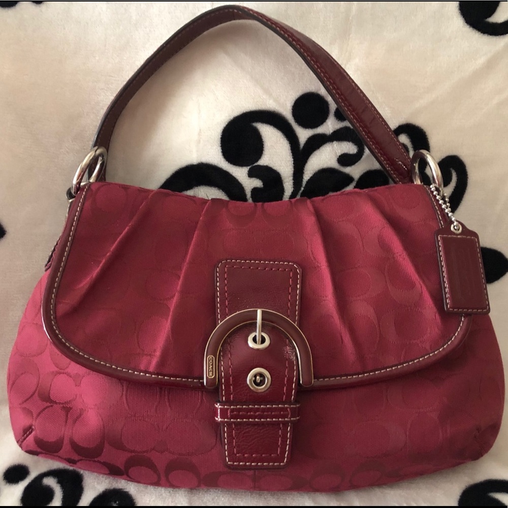 COACH Soho Signature 17093 EUC Crimson Red Handbag